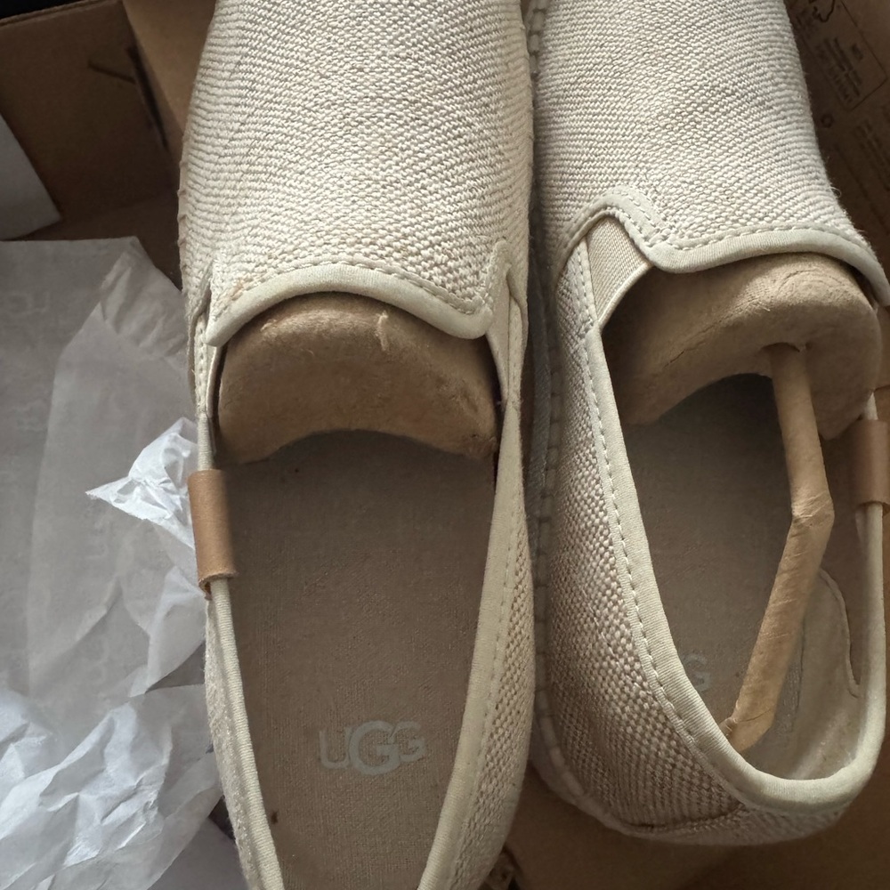UGG Beige Canvas Slip-On Shoes